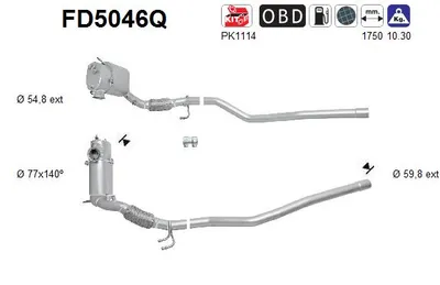 Filtre à particules / à suie, échappement Vw TIGUAN