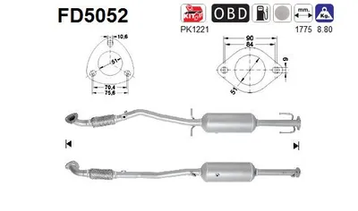 Filtre à particules / à suie, échappement Opel ASTRA J Sports Tourer · Vauxhall ASTRA Mk VI Estate · Vauxhall ASTRA Mk VI