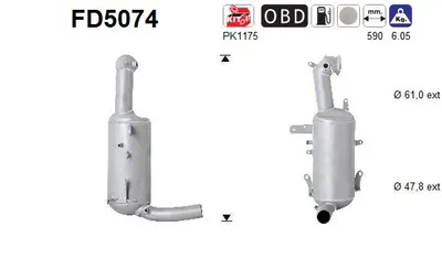 Filtre à particules / à suie, échappement Suzuki SWIFT IV · Fiat PANDA · Fiat FIORINO Box Body/MPV