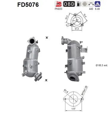 Filtre à particules / à suie, échappement Toyota AURIS · Toyota COROLLA Saloon · Toyota AVENSIS Saloon