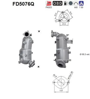 Filtre à particules / à suie, échappement Toyota AURIS · Toyota COROLLA Saloon · Toyota AVENSIS Saloon