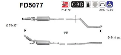 Filtre à particules / à suie, échappement Peugeot 508 I · Peugeot 508 SW I · Peugeot 407