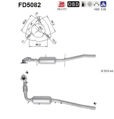 Filtre à particules / à suie, échappement Ford TOURNEO CUSTOM V362 Bus · Ford TRANSIT CUSTOM V362 Bus · Ford TRANSIT CUSTOM V362 Van