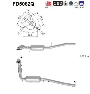 Filtre à particules / à suie, échappement Ford TOURNEO CUSTOM V362 Bus · Ford TRANSIT CUSTOM V362 Bus · Ford TRANSIT CUSTOM V362 Van