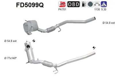 Filtre à particules / à suie, échappement Vw CADDY III Box Body/MPV · Vw CADDY III MPV