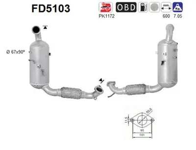 Filtre à particules / à suie, échappement Ford FIESTA VI Van · Ford FIESTA VI · Ford ECOSPORT