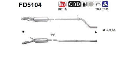 Filtre à particules / à suie, échappement Peugeot 508 I · Peugeot 508 SW I · Citroën C5 III