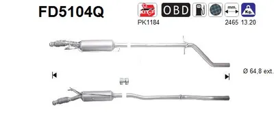 Filtre à particules / à suie, échappement Peugeot 508 I · Peugeot 508 SW I · Citroën C5 III