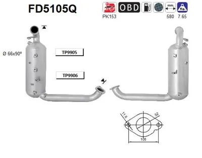 Filtre à particules / à suie, échappement Ford FOCUS II Turnier · Ford FOCUS II · Ford FOCUS II Saloon