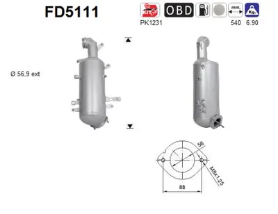 Filtre à particules / à suie, échappement Fiat DOBLO Cargo · Fiat DOBLO Bus · Lancia MUSA