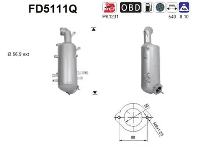 Filtre à particules / à suie, échappement Fiat DOBLO Cargo · Fiat DOBLO Bus · Lancia MUSA
