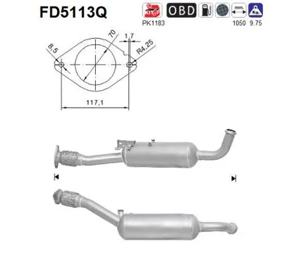 Filtre à particules / à suie, échappement Renault TRAFIC II Bus · Renault TRAFIC II Van · Renault TRAFIC II Platform/Chassis