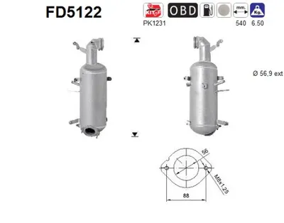 Filtre à particules / à suie, échappement Fiat SEDICI · Alfa Romeo GIULIETTA · Alfa Romeo BRERA