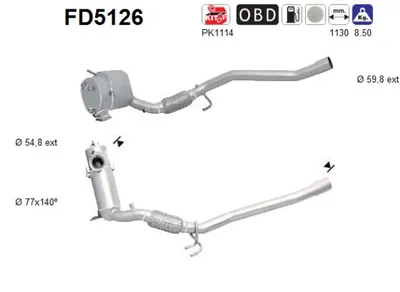 Filtre à particules / à suie, échappement Vw JETTA III · Skoda OCTAVIA II · Skoda OCTAVIA II Combi