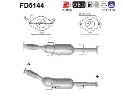 Filtre à particules / à suie, échappement Nissan JUKE