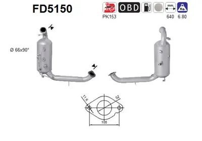 Filtre à particules / à suie, échappement Volvo S40 II · Volvo V50 · Volvo C30