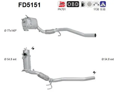 Filtre à particules / à suie, échappement Seat LEON · Vw GOLF PLUS V · Skoda OCTAVIA II Combi