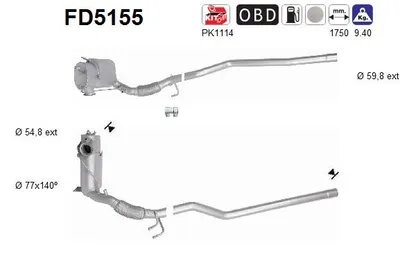 Filtre à particules / à suie, échappement Vw TIGUAN · Audi Q3 · Vw TIGUAN VAN