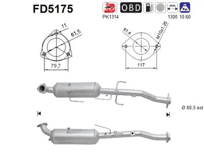 Filtre à particules / à suie, échappement Toyota HILUX VII Pickup · Toyota HILUX VII Platform/Chassis