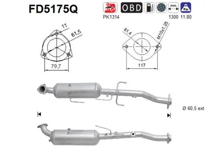 Filtre à particules / à suie, échappement Toyota HILUX VII Pickup · Toyota HILUX VII Platform/Chassis