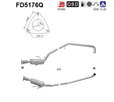 Filtre à particules / à suie, échappement Lancia VOYAGER MPV · Chrysler GRAND VOYAGER V