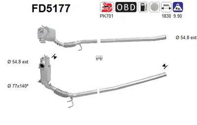 Filtre à particules / à suie, échappement Skoda OCTAVIA II Combi · Skoda SUPERB II Estate · Skoda SUPERB II