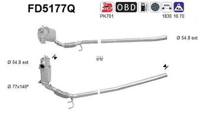 Filtre à particules / à suie, échappement Skoda OCTAVIA II Combi · Skoda SUPERB II Estate · Skoda SUPERB II