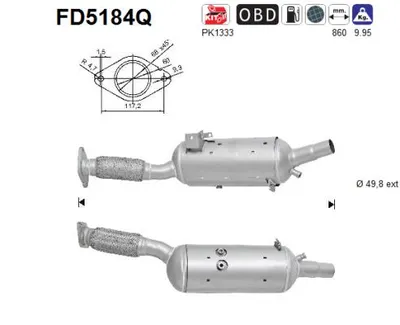 Filtre à particules / à suie, échappement Renault TRAFIC III Van · Vauxhall VIVARO B Bus · Vauxhall VIVARO B Van