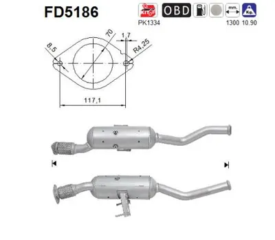 Filtre à particules / à suie, échappement Vauxhall MOVANO Mk II Chassis/Cab · Nissan NV400 Van · Nissan NV400 Platform/Chassis