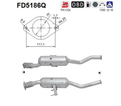 Filtre à particules / à suie, échappement Vauxhall MOVANO Mk II Chassis/Cab · Nissan NV400 Van · Nissan NV400 Platform/Chassis