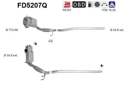 Filtre à particules / à suie, échappement Vw PASSAT B7 · Vw PASSAT B7 Variant · Vw PASSAT CC B6