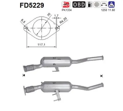 Filtre à particules / à suie, échappement Vauxhall MOVANO Mk II Chassis/Cab · Nissan NV400 Van · Nissan NV400 Platform/Chassis