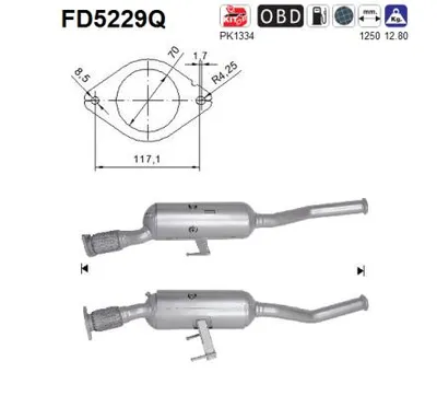 Filtre à particules / à suie, échappement Vauxhall MOVANO Mk II Chassis/Cab · Nissan NV400 Van · Nissan NV400 Platform/Chassis