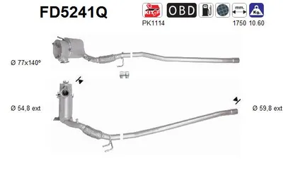 Filtre à particules / à suie, échappement Audi A3 · Audi A3 Sportback · Seat ALTEA XL