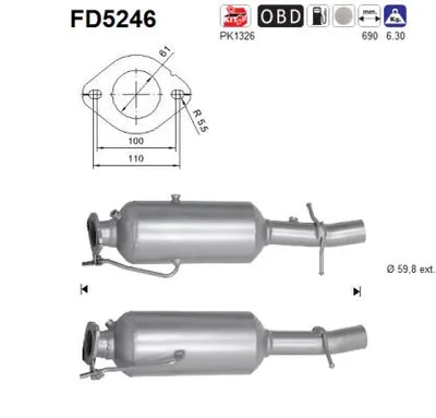 Filtre à particules / à suie, échappement Ford TRANSIT V363 Bus · Ford TRANSIT V363 Van · Ford TRANSIT V363 Platform/Chassis