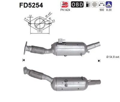Filtre à particules / à suie, échappement Opel VIVARO B Bus · Renault TRAFIC III Bus · Renault TRAFIC III Van