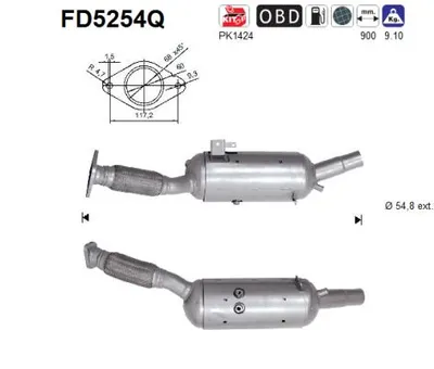 Filtre à particules / à suie, échappement Opel VIVARO B Bus · Renault TRAFIC III Bus · Renault TRAFIC III Van