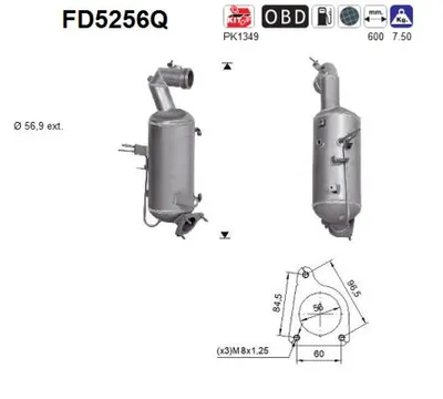 Filtre à particules / à suie, échappement Vauxhall ZAFIRA Mk III · Opel ZAFIRA TOURER C