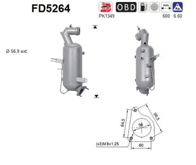 Filtre à particules / à suie, échappement Vauxhall ZAFIRA Mk III · Opel ZAFIRA TOURER C