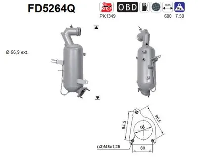 Filtre à particules / à suie, échappement Vauxhall ZAFIRA Mk III · Opel ZAFIRA TOURER C