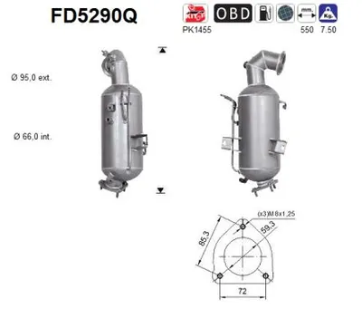Filtre à particules / à suie, échappement Opel ZAFIRA TOURER C · Opel INSIGNIA A · Opel INSIGNIA A Saloon