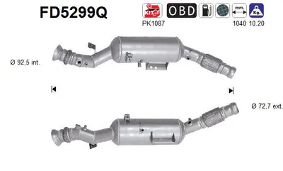 Filtre à particules / à suie, échappement Mercedes-Benz SPRINTER 3,5-t Platform/Chassis · Mercedes-Benz SPRINTER 5-t Platform/Chassis · Mercedes-Benz SPRINTER 3,5-t Bus