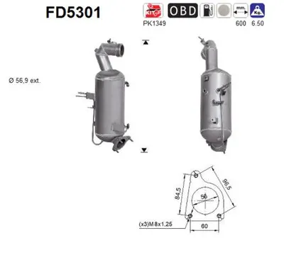 Filtre à particules / à suie, échappement Opel ZAFIRA TOURER C · Vauxhall MOKKA / MOKKA X · Opel MOKKA / MOKKA X