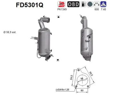Filtre à particules / à suie, échappement Opel ZAFIRA TOURER C · Vauxhall MOKKA / MOKKA X · Opel MOKKA / MOKKA X