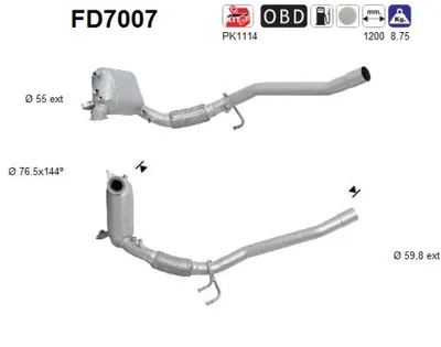 Filtre à particules / à suie, échappement Vw GOLF V · Seat LEON · Seat ALTEA