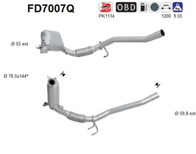 Filtre à particules / à suie, échappement Vw GOLF V · Seat LEON · Seat ALTEA