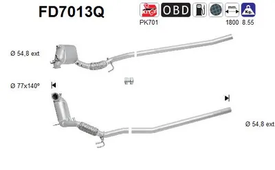 Filtre à particules / à suie, échappement Vw GOLF V · Skoda OCTAVIA II Combi · Audi A3