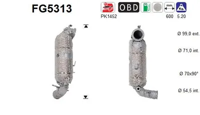 Filtre à particules / à suie, échappement Peugeot 308 SW II · Peugeot 308 II · Peugeot 208 I