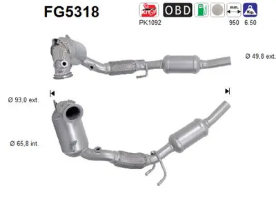Filtre à particules / à suie, échappement Seat IBIZA V · Vw POLO VI · Seat ARONA