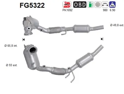 Filtre à particules / à suie, échappement Seat IBIZA V · Vw POLO VI · Seat ARONA